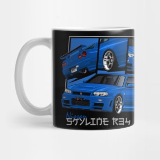 Nissan Skyline r34 GTR Blue, JDM Car Mug